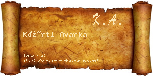 Kürti Avarka névjegykártya